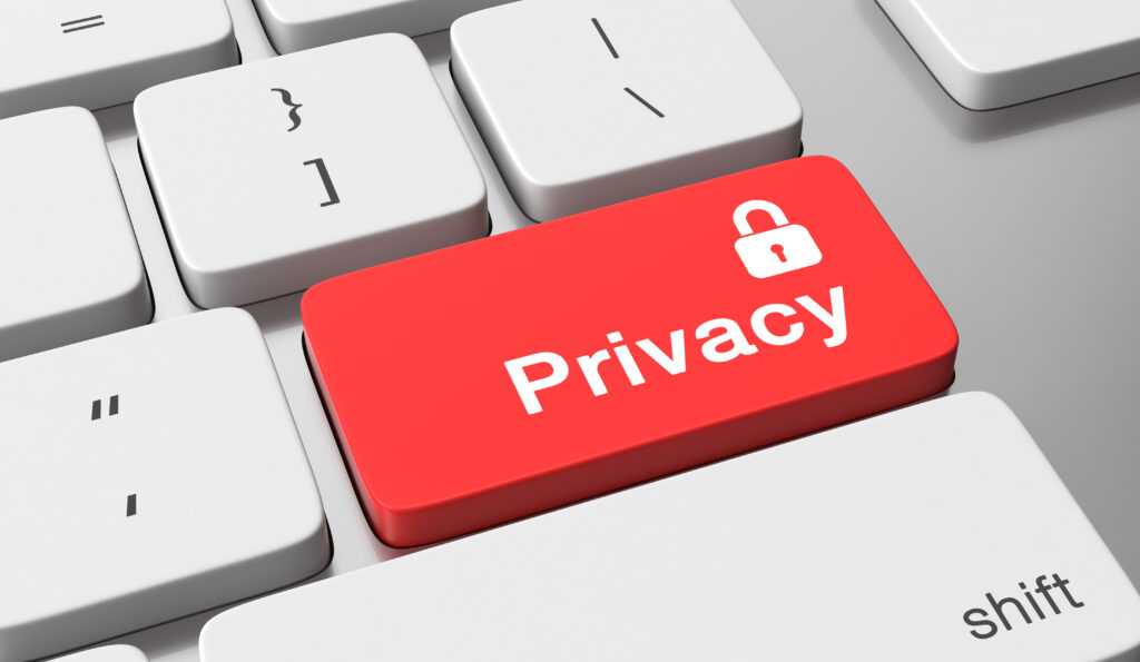 Rode enter toets met de tekst Privacy en een slotje.